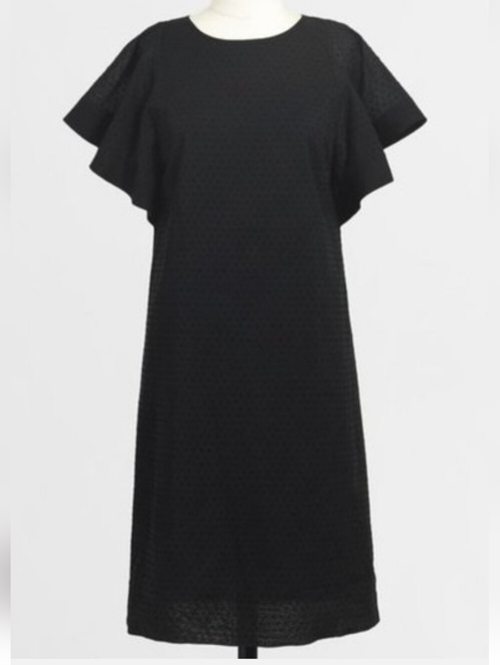 J. Crew Black Midi Dress with Flutter Sleeves